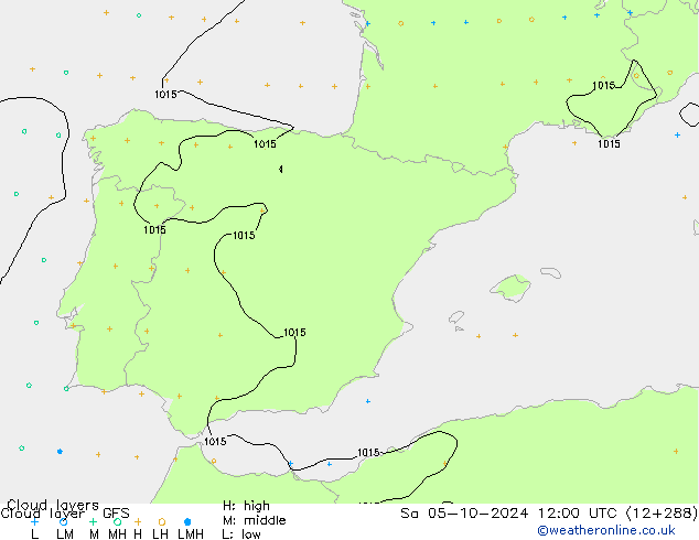 Cloud layer GFS  05.10.2024 12 UTC