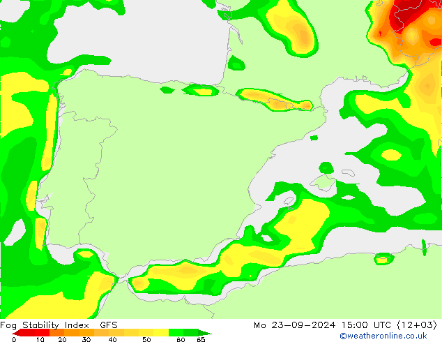 Fog Stability Index GFS пн 23.09.2024 15 UTC