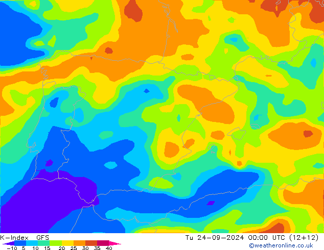 K-Index GFS Tu 24.09.2024 00 UTC