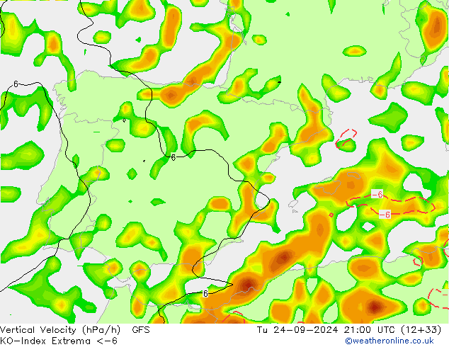 Convection-Index GFS Tu 24.09.2024 21 UTC