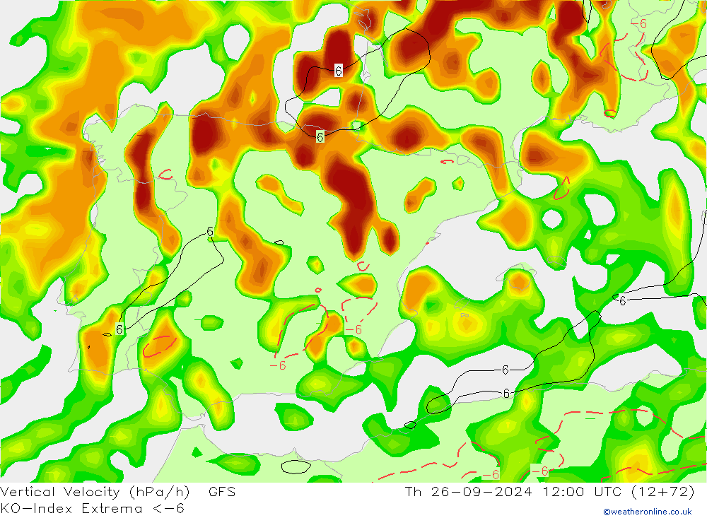 Konveksiyon - İndeks GFS Per 26.09.2024 12 UTC