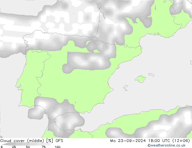 Cloud (high,middle,low) GFS Mo 23.09.2024 18 UTC