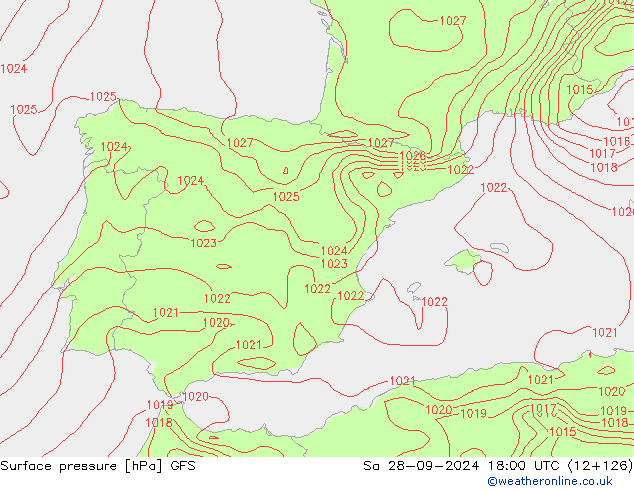 ciśnienie GFS so. 28.09.2024 18 UTC