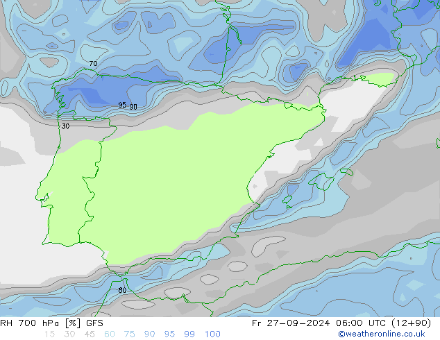 RV 700 hPa GFS vr 27.09.2024 06 UTC