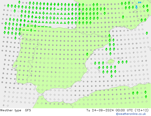 Type de précipitation GFS mar 24.09.2024 00 UTC