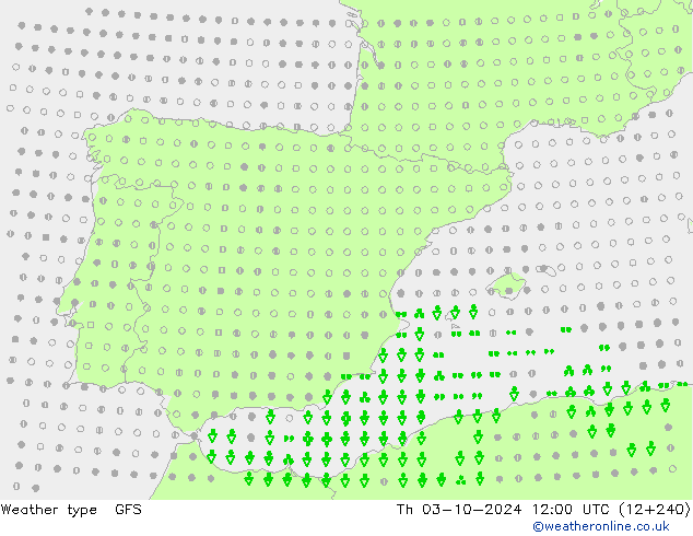 rodzaj opadu GFS czw. 03.10.2024 12 UTC