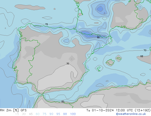 RV 2m GFS di 01.10.2024 12 UTC