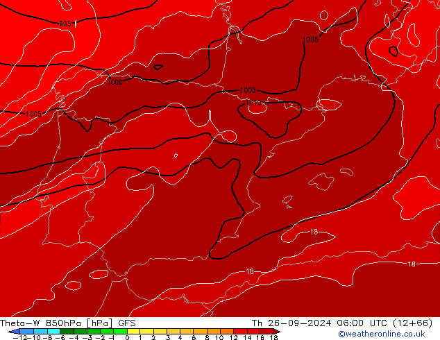 Theta-W 850hPa GFS  26.09.2024 06 UTC