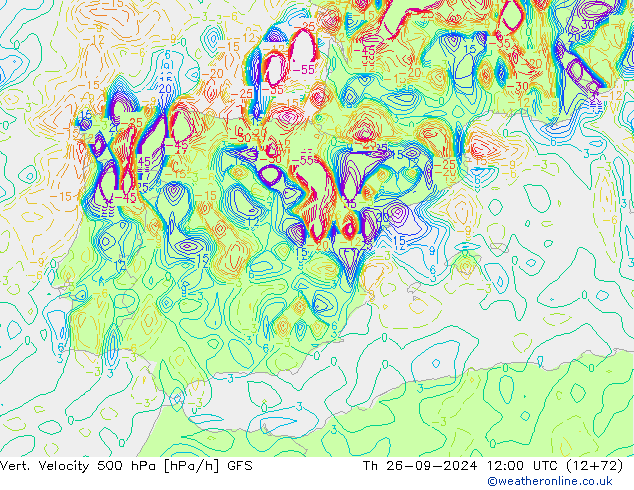 Vert. Velocity 500 hPa GFS czw. 26.09.2024 12 UTC