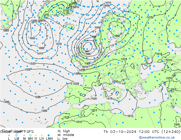 Wolkenschichten GFS Do 03.10.2024 12 UTC