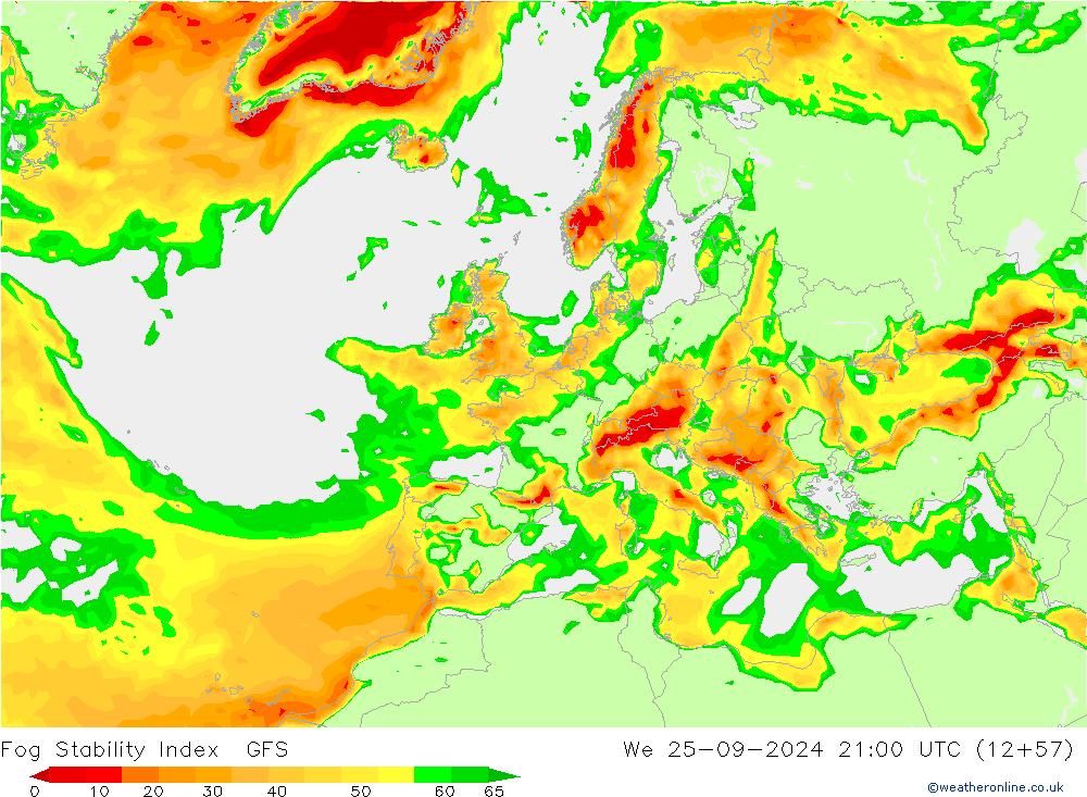 Fog Stability Index GFS Qua 25.09.2024 21 UTC