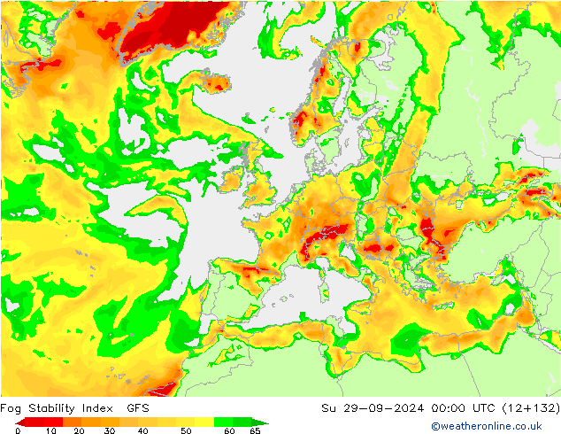 Fog Stability Index GFS dom 29.09.2024 00 UTC