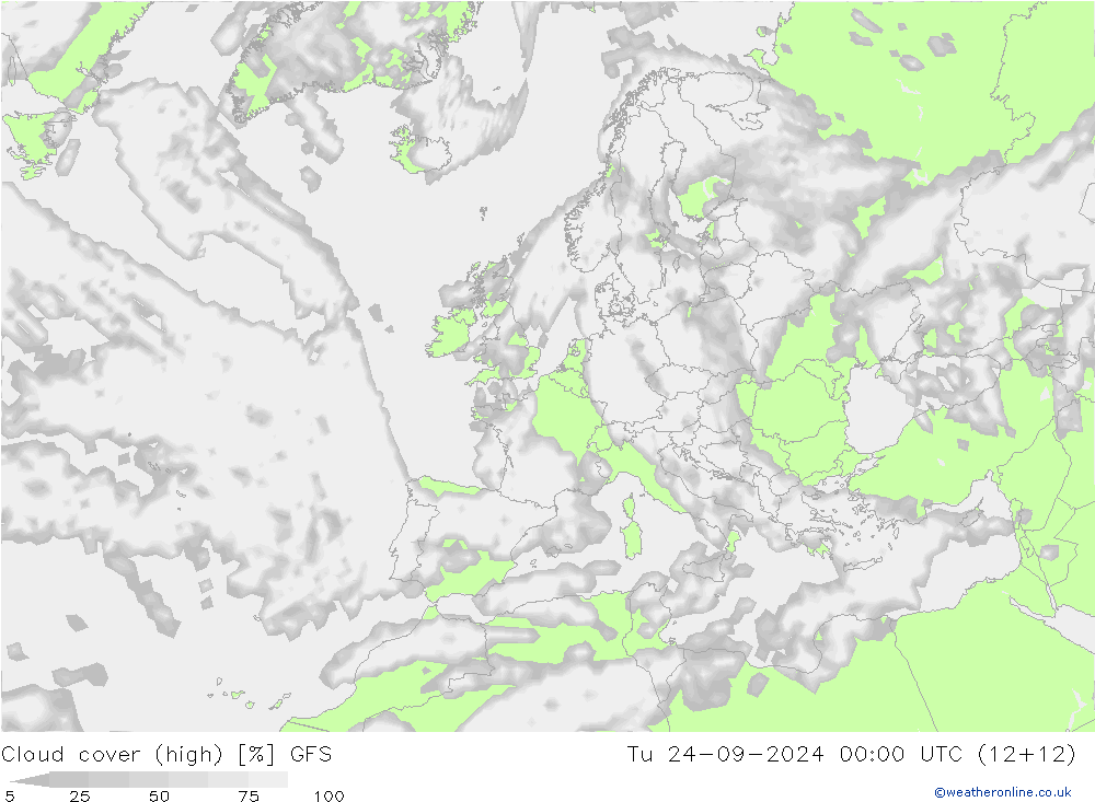 Nuages (élevé) GFS mar 24.09.2024 00 UTC