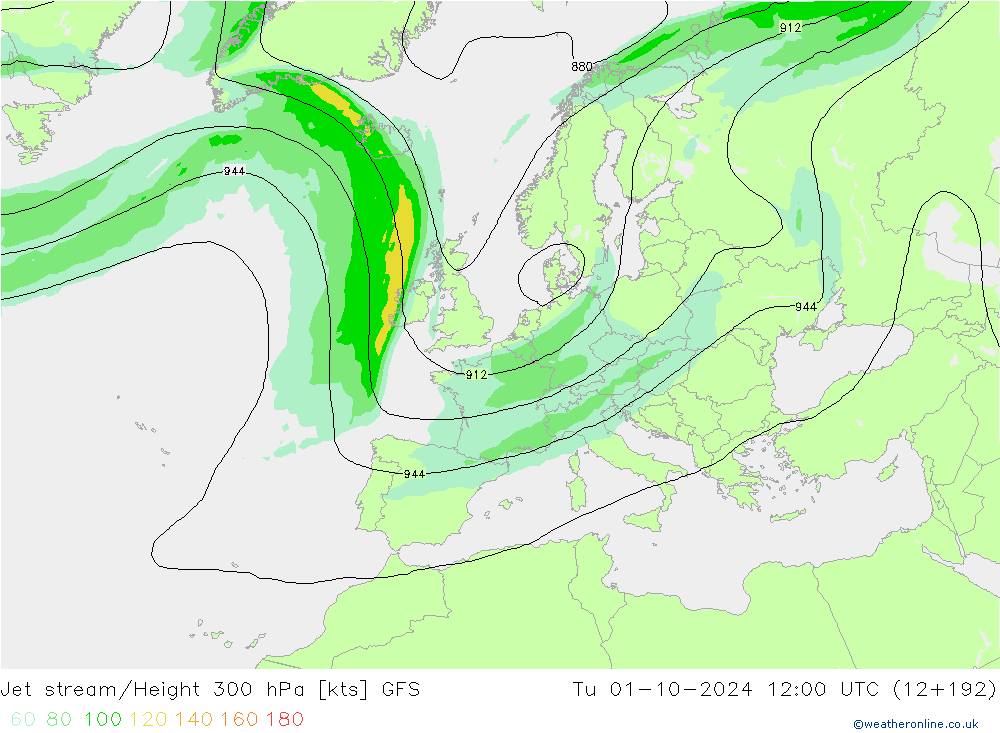 джет GFS вт 01.10.2024 12 UTC