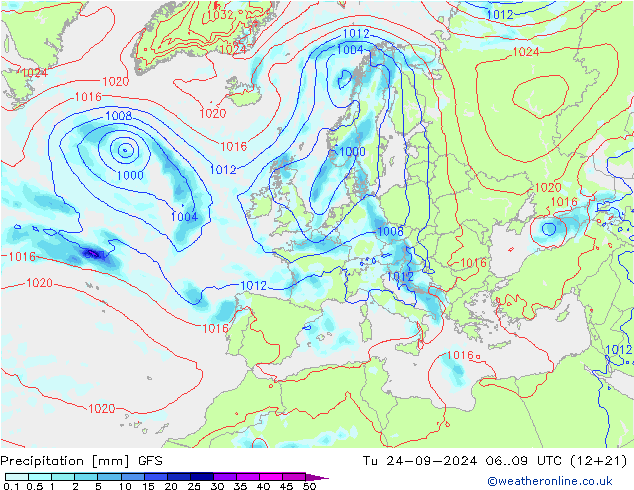 Precipitazione GFS mar 24.09.2024 09 UTC