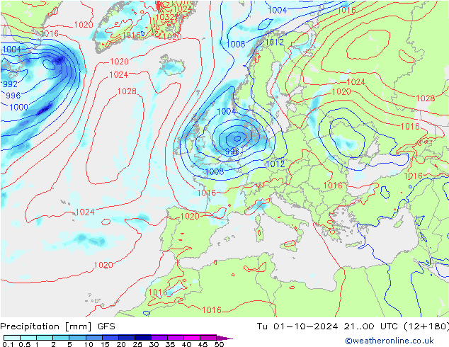 opad GFS wto. 01.10.2024 00 UTC