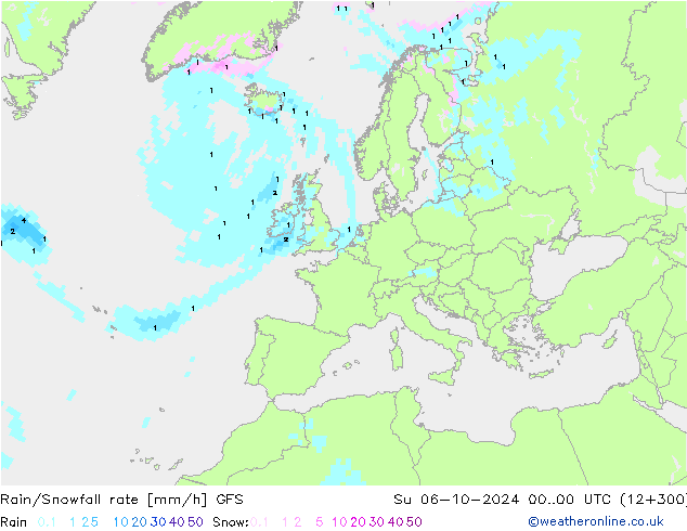 Regen/Schneefallrate GFS Oktober 2024