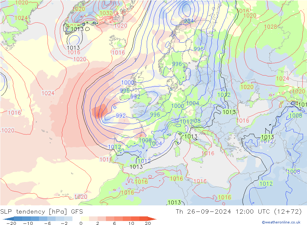 Drucktendenz GFS Do 26.09.2024 12 UTC