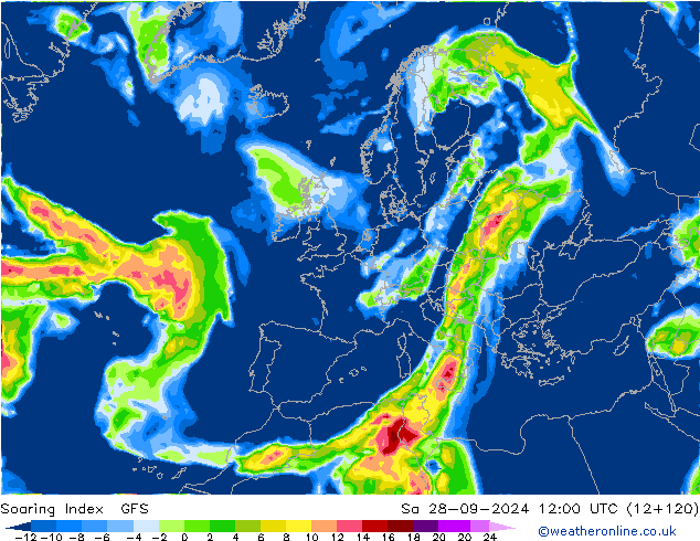 Soaring Index GFS so. 28.09.2024 12 UTC