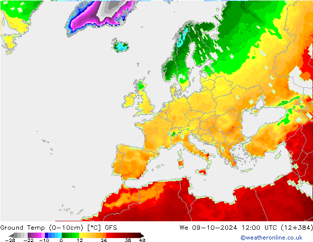 Ground Temp (0-10cm) GFS St 09.10.2024 12 UTC