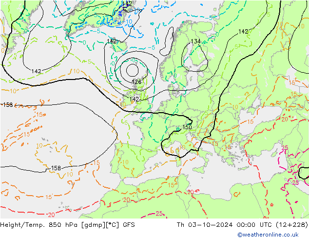 Z500/Rain (+SLP)/Z850 GFS Th 03.10.2024 00 UTC