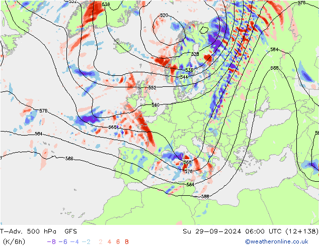 T-Adv. 500 гПа GFS Вс 29.09.2024 06 UTC