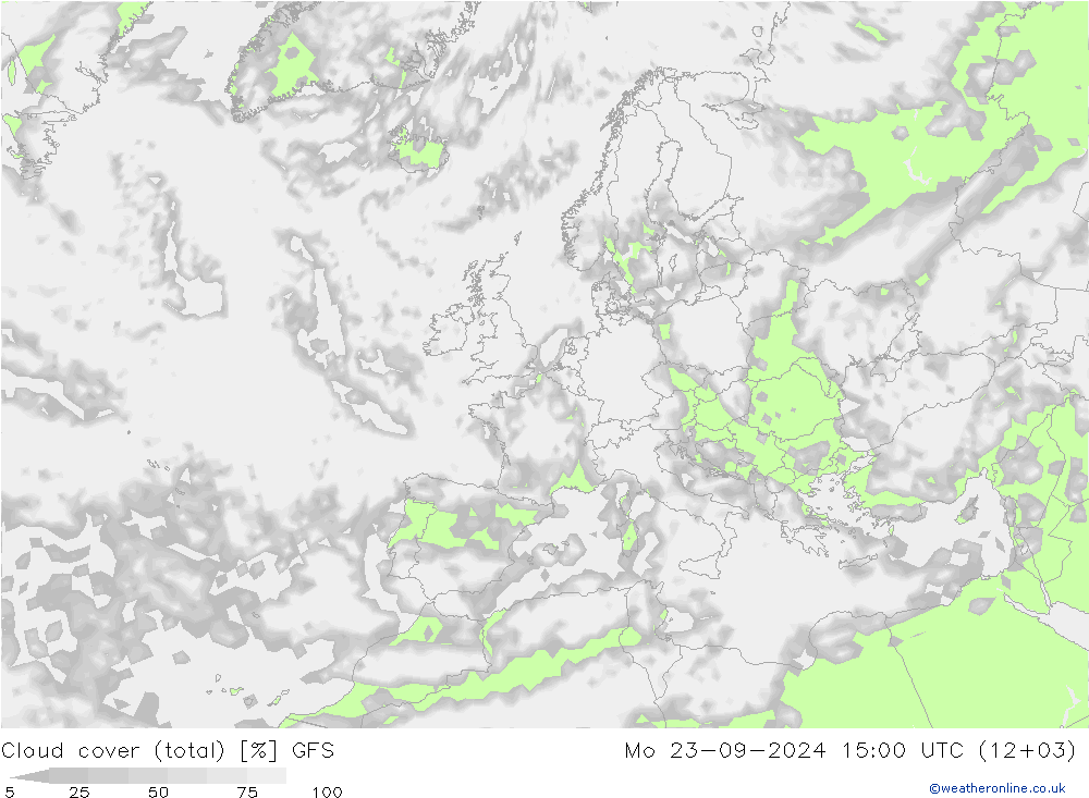 Cloud cover (total) GFS September 2024