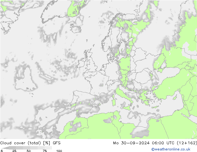 Bulutlar (toplam) GFS Pzt 30.09.2024 06 UTC