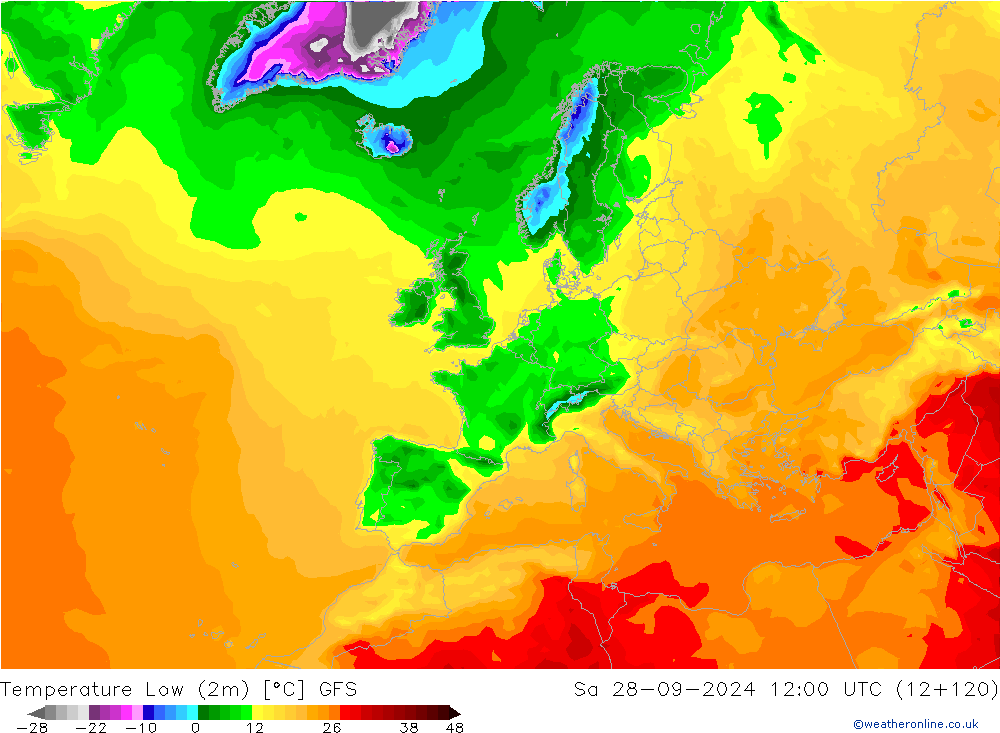 Min.  (2m) GFS  28.09.2024 12 UTC