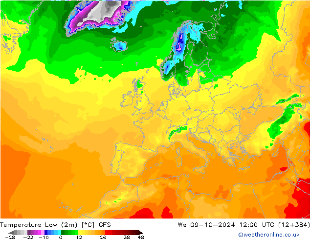 Min.  (2m) GFS  09.10.2024 12 UTC