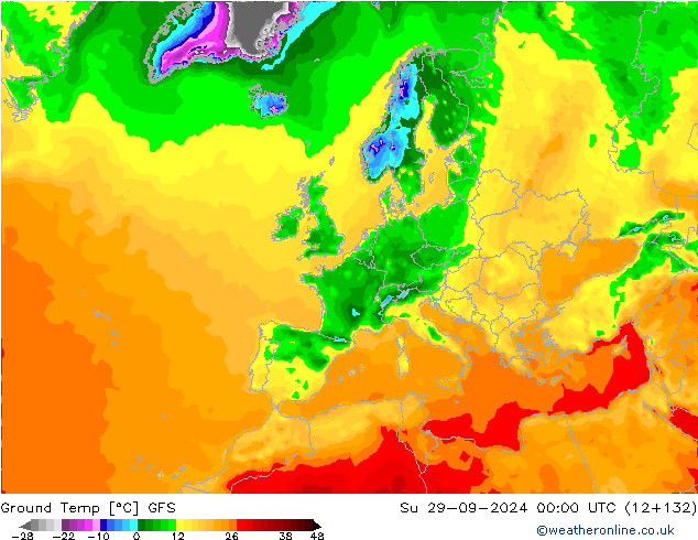 Temp. gruntu GFS nie. 29.09.2024 00 UTC