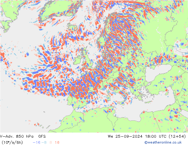 V-Adv. 850 hPa GFS We 25.09.2024 18 UTC