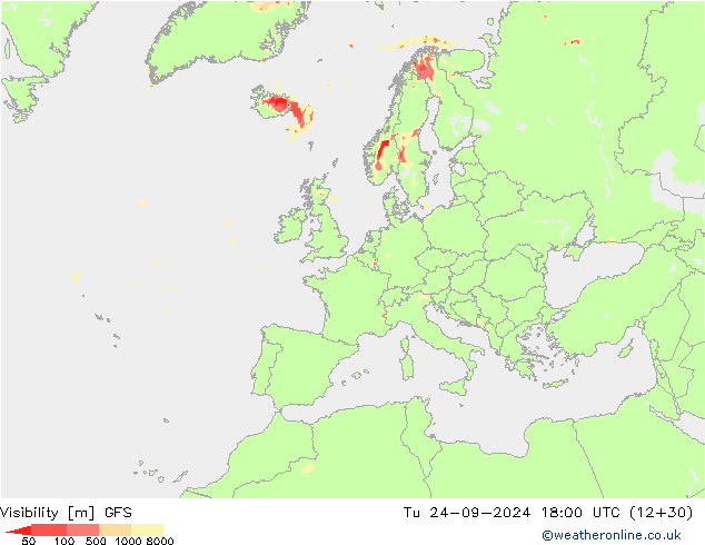 Visibility GFS Tu 24.09.2024 18 UTC