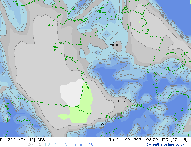 RH 300 hPa GFS  24.09.2024 06 UTC