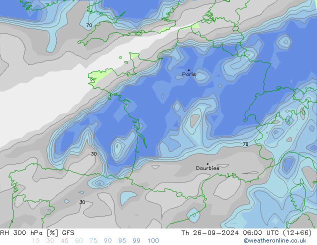 RH 300 hPa GFS Th 26.09.2024 06 UTC