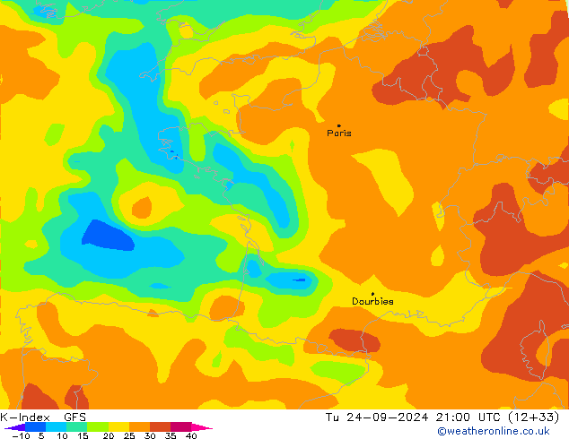 K-Index GFS Tu 24.09.2024 21 UTC