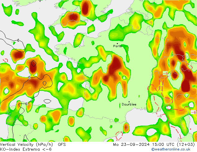 Convection-Index GFS Mo 23.09.2024 15 UTC