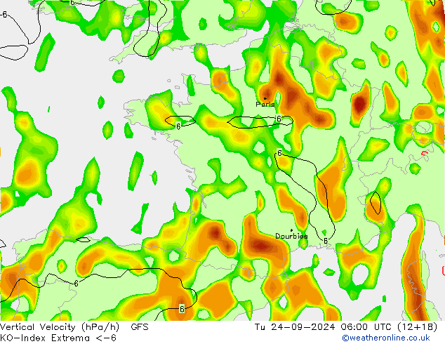 Convection-Index GFS wto. 24.09.2024 06 UTC