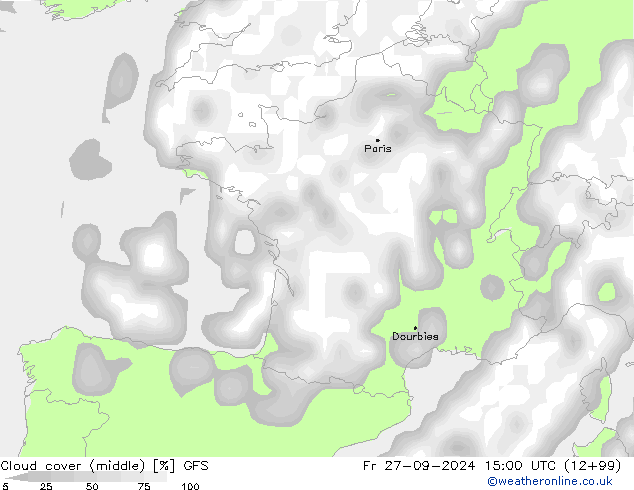 nuvens (médio) GFS Sex 27.09.2024 15 UTC