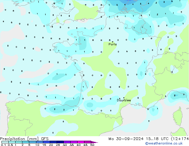 Niederschlag GFS Mo 30.09.2024 18 UTC