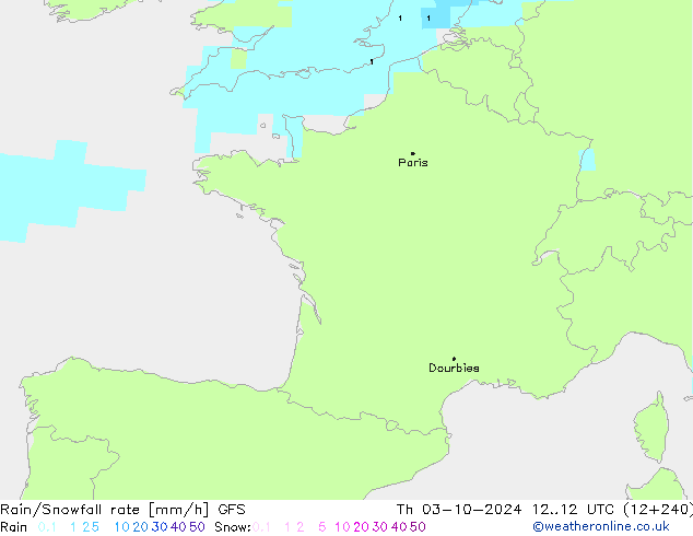 Rain/Snowfall rate GFS Ottobre 2024