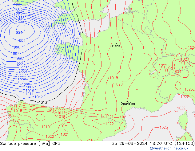 GFS: So 29.09.2024 18 UTC