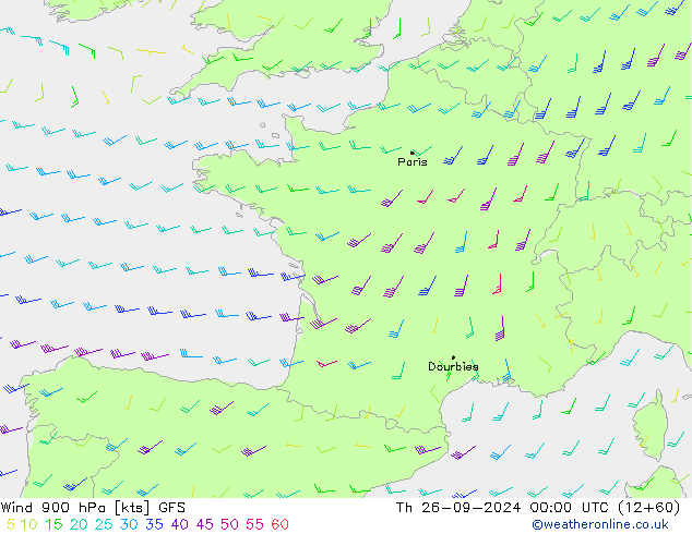 Wind 900 hPa GFS Th 26.09.2024 00 UTC