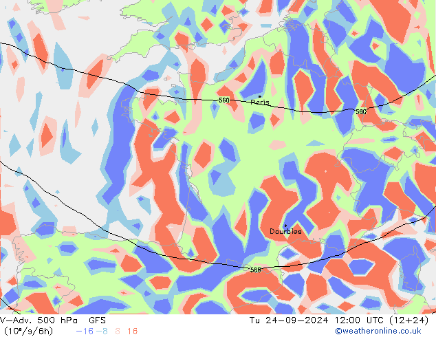 V-Adv. 500 hPa GFS di 24.09.2024 12 UTC