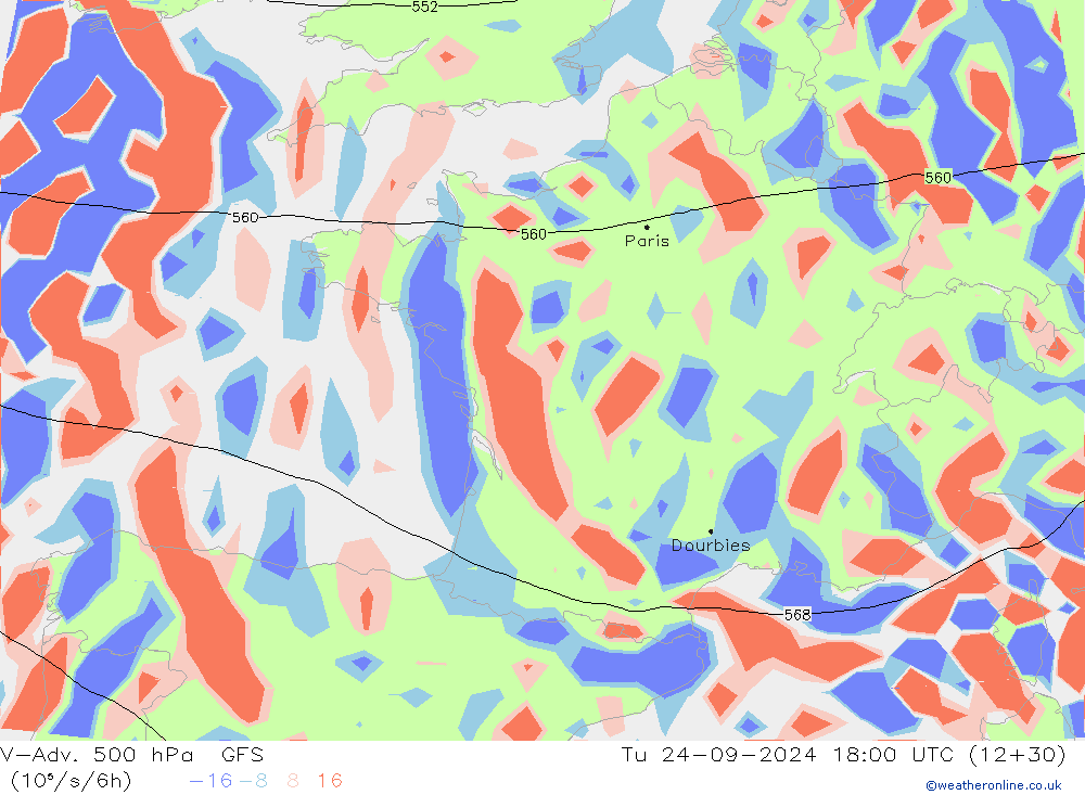 V-Adv. 500 hPa GFS di 24.09.2024 18 UTC