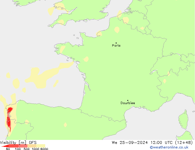 Visibilidad GFS mié 25.09.2024 12 UTC