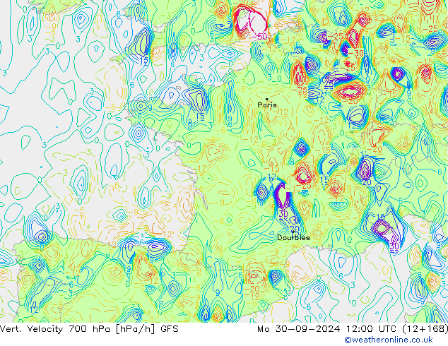 Vert. Velocity 700 hPa GFS  30.09.2024 12 UTC