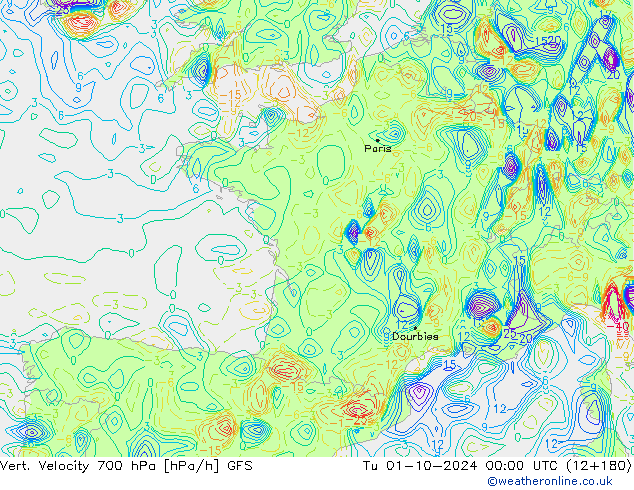 Vert. Velocity 700 hPa GFS Outubro 2024