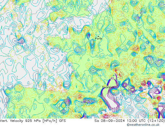 Vert. Velocity 925 hPa GFS sab 28.09.2024 12 UTC