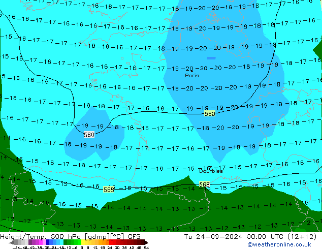 Height/Temp. 500 hPa GFS Tu 24.09.2024 00 UTC